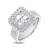 1.08ct 14k White Gold Diamond Semi-mount Ring for 6.5x6mm Center