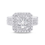 1.08ct 14k White Gold Diamond Semi-mount Ring for 6.5x6mm Center