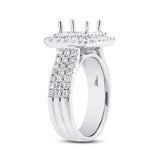 1.08ct 14k White Gold Diamond Semi-mount Ring for 6.5x6mm Center