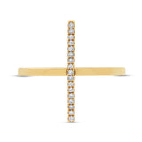 0.15ct 14k Yellow Gold Black & White Diamond Bar Lady's Ring Size 6