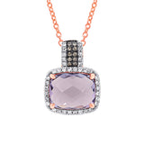 0.23ct White & Champagne Diamond & 3.08ct Amethyst Rose Gold Pendant