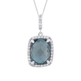 0.18ct Diamond & 3.79ct London Blue Topaz 14k White Gold Pendant