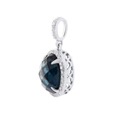 0.16ct Diamond & 3.44ct London Blue Topaz 14k White Gold Pendant