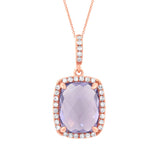 0.18ct Diamond & 3.12ct Amethyst 14k Rose Gold Pendant