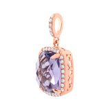 0.18ct Diamond & 3.12ct Amethyst 14k Rose Gold Pendant