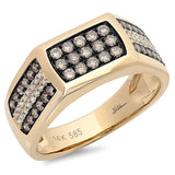 0.87ct 14k Yellow Gold White & Champagne Diamond Men's Ring Size 7
