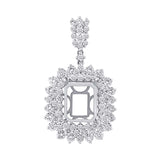 3.12ct 18k White Gold Diamond Semi-mount Pendant