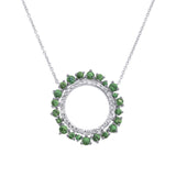 0.17ct Diamond & 0.81ct Green Garnet 14k White Gold Necklace