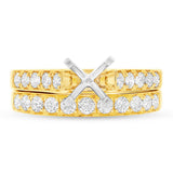 0.76ct 14k Yellow Gold Diamond Semi-mount Ring 2-pc for 0.75ct Center
