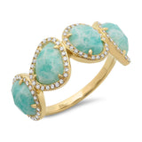 0.27ct Diamond & 3.35ct Amazonite 14k Yellow Gold Ring Size 6