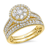 1.46ct 14k Yellow Gold Diamond Wedding Set Cluster