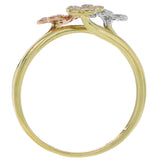 0.22ct 14k Three-tone Gold Diamond Flower Ring Size 6