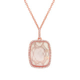 0.19ct Diamond & 8.92ct Rose Quartz 14k Rose Gold Pendant
