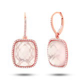 0.37ct Diamond & Rose Quartz 14k Rose Gold Earring