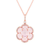 0.20ct Diamond & 3.82ct Rose Quartz 14k Rose Gold Pendant