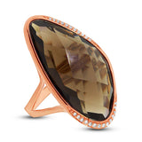 0.10ct Diamond & Smokey Topaz 14k Rose Gold Ring Size 6