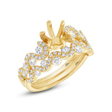 1.04ct 14k Yellow Gold Diamond Semi-mount Ring 2-pc for 1.00ct Center