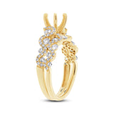1.04ct 14k Yellow Gold Diamond Semi-mount Ring 2-pc for 1.00ct Center