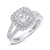 0.73ct 14k White Gold Diamond Semi-mount Ring for 5x5mm Center