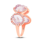 0.27ct Diamond & 4.03ct Rose Quartz 14k Rose Gold Ring