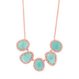 0.37ct Diamond & 4.50ct Amazonite 14k Rose Gold Necklace