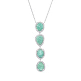 0.26ct Diamond & 3.30ct Amazonite 14k White Gold Necklace