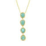 0.26ct Diamond & 3.30ct Amazonite 14k Yellow Gold Necklace