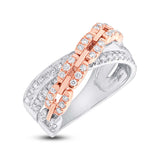 0.67ct 14k Two-tone Rose Gold Diamond Link Bridge Ring