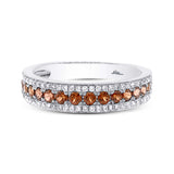 0.23ct Diamond & 0.48ct Red Garnet 14k White Gold Lady's Band