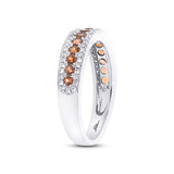 0.23ct Diamond & 0.48ct Red Garnet 14k White Gold Lady's Band