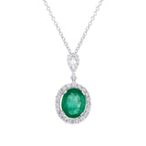 0.96ct Diamond & 4.04ct Emerald 18k White Gold Pendant