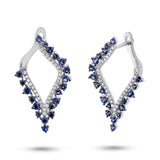0.25ct Diamond & 1.06ct Blue Sapphire 14k Whtie Gold Earring