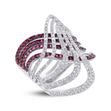1.03ct Diamond & 1.42ct Ruby 14k White Gold Ring