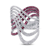 1.03ct Diamond & 1.42ct Ruby 14k White Gold Ring