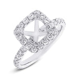 1.00ct 14k White Gold Diamond Semi-mount Ring for 6.5x6mm Center Size 7.5