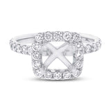 1.00ct 14k White Gold Diamond Semi-mount Ring for 6.5x6mm Center Size 7.5