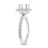1.00ct 14k White Gold Diamond Semi-mount Ring for 6.5x6mm Center Size 7.5