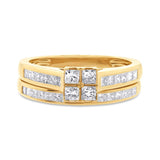 1.04ct 14k Yellow Gold Diamond Wedding Set Princess Cut