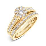 0.75ct 14k Yellow Gold Diamond Wedding Set Cluster
