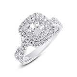 0.94ct 14k White Gold Diamond Semi-mount Ring for 5x5mm Center