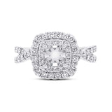 0.94ct 14k White Gold Diamond Semi-mount Ring for 5x5mm Center