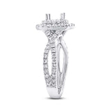 0.94ct 14k White Gold Diamond Semi-mount Ring for 5x5mm Center