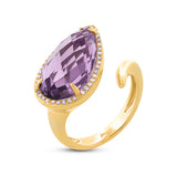 0.15ct Diamond & 7.00ct Amethyst 14k Yellow Gold Ring