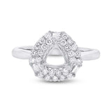 0.53ct 14k White Gold Diamond Semi-mount Ring Size 6.5