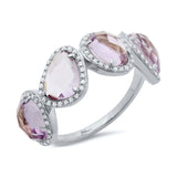 0.27ct Diamond & 3.47ct Amethyst 14k White Gold Ring Size 6