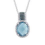 0.25ct White & Treated Blue Diamond & 4.06ct London Blue Topaz 14k White Gold Pendant