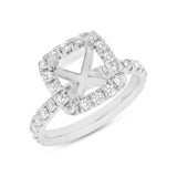 1.00ct 14k White Gold Diamond Semi-mount Ring for 6.5x6mm Center