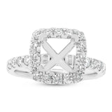 1.00ct 14k White Gold Diamond Semi-mount Ring for 6.5x6mm Center