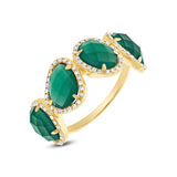 0.27ct Diamond & 3.80ct Green Agate 14k Yellow Gold Ring Size 6