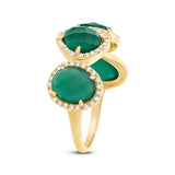 0.27ct Diamond & 3.80ct Green Agate 14k Yellow Gold Ring Size 6